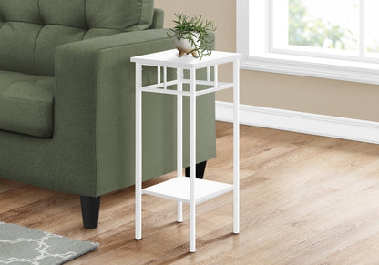 28" White Wood And Iron Square End Table With Shelf