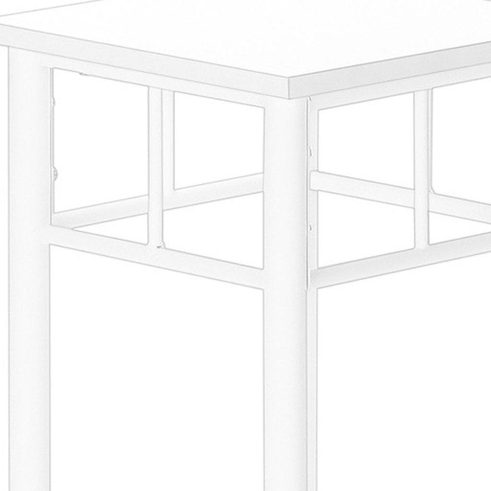 28" White Wood And Iron Square End Table With Shelf