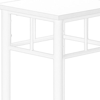 28" White Wood And Iron Square End Table With Shelf