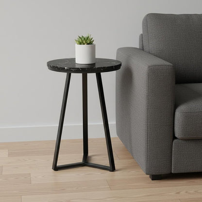 22" Black Round End Table