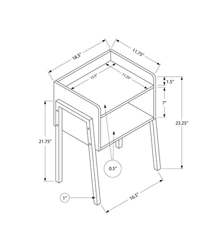 23" Black End Table With Shelf