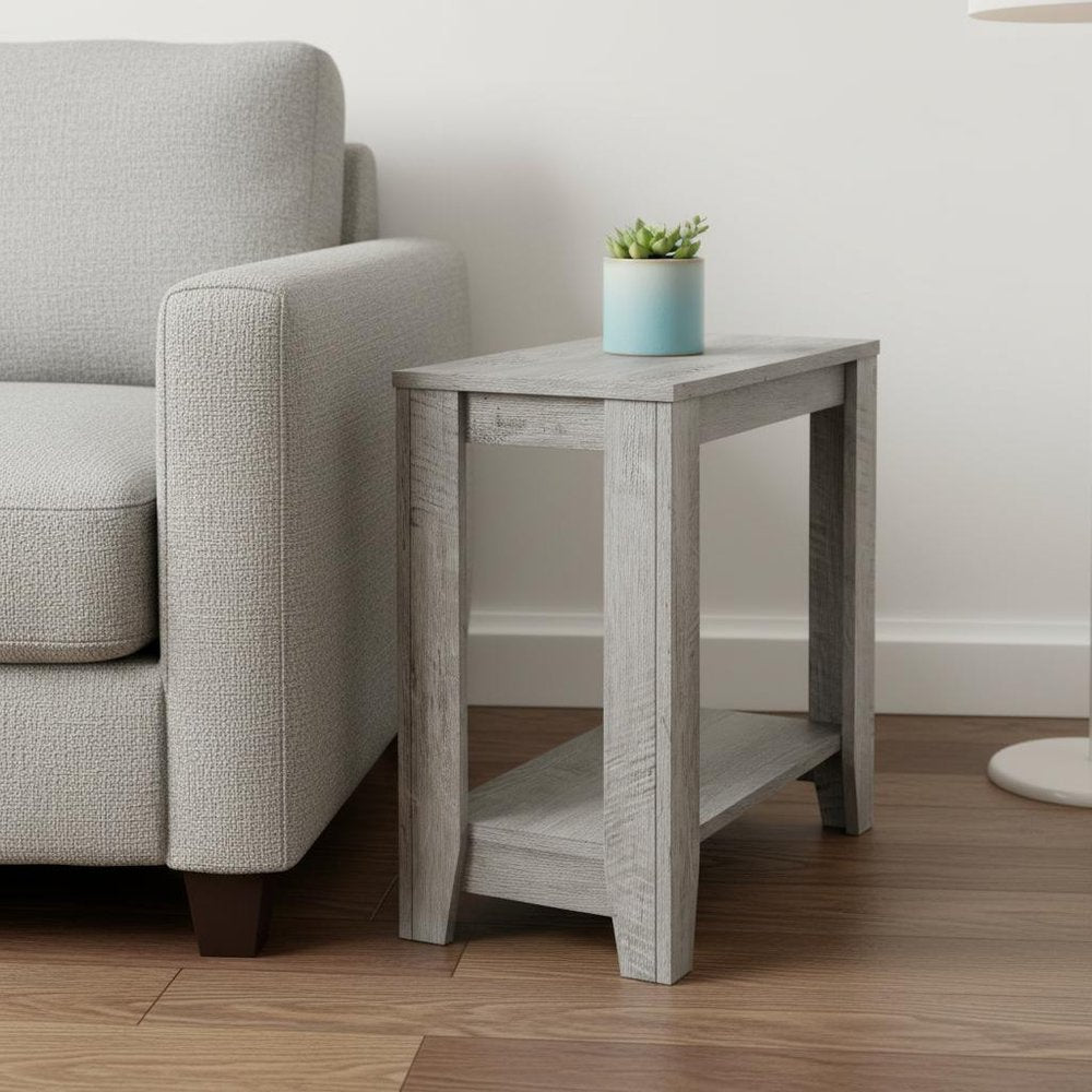 22" Gray Wood End Table With Shelf