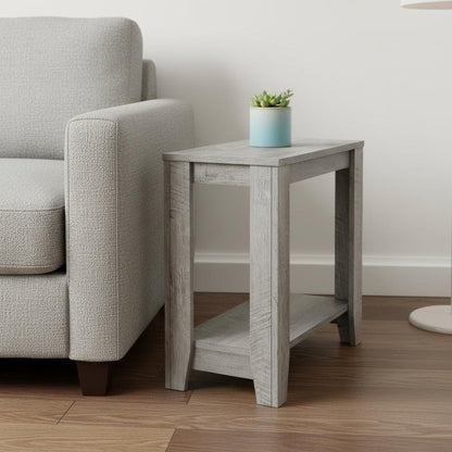 22" Gray Wood End Table With Shelf