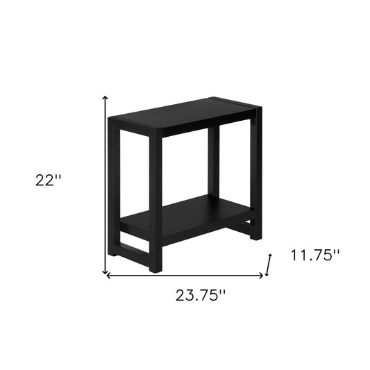 22" Black Wood And Metal Frame End Table With Shelf