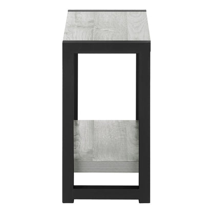 22" Gray And Black Wood And Metal Frame End Table With Shelf