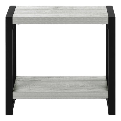 22" Gray And Black Wood And Metal Frame End Table With Shelf