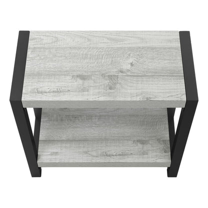 22" Gray And Black Wood And Metal Frame End Table With Shelf