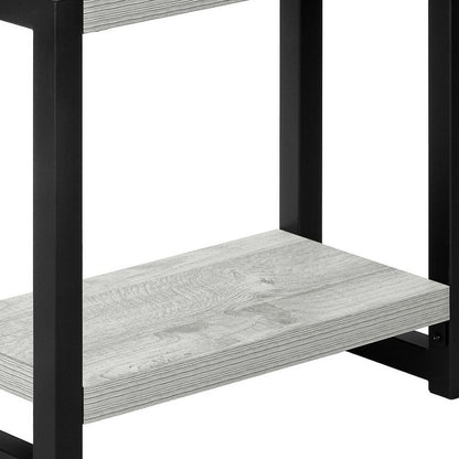 22" Gray And Black Wood And Metal Frame End Table With Shelf