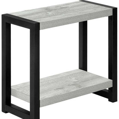 22" Gray And Black Wood And Metal Frame End Table With Shelf