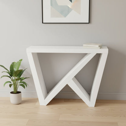32" White Wood Abstract End Table
