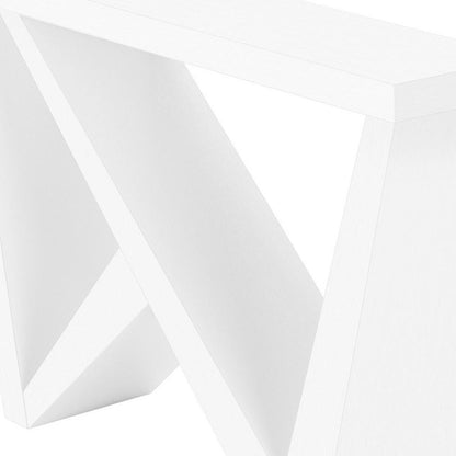 32" White Wood Abstract End Table