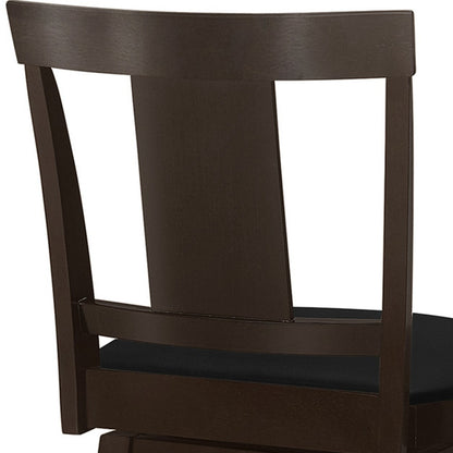 Set of Two 28" Espresso Solid Wood Counter Height Bar Chairs