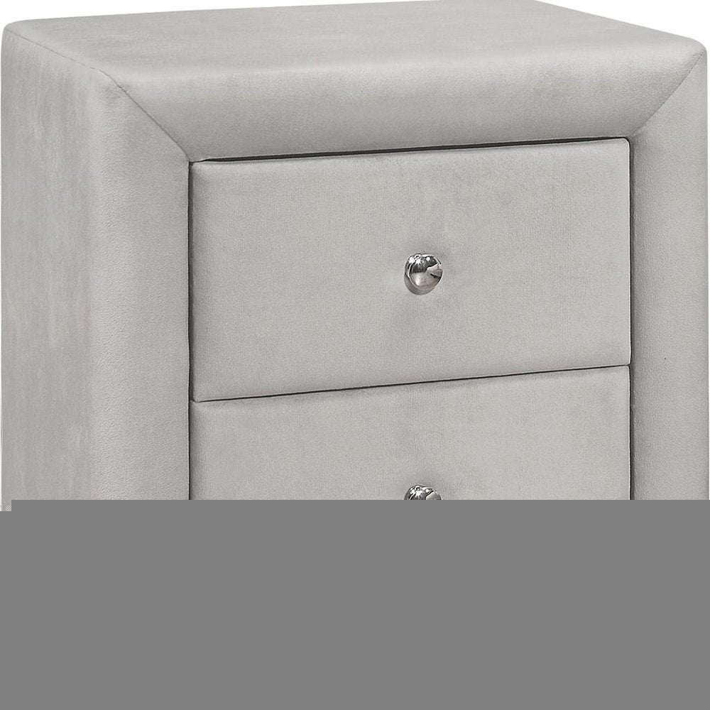 21" Light Gray Wood Two Drawer Nightstand