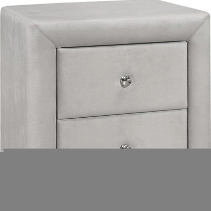 21" Light Gray Wood Two Drawer Nightstand