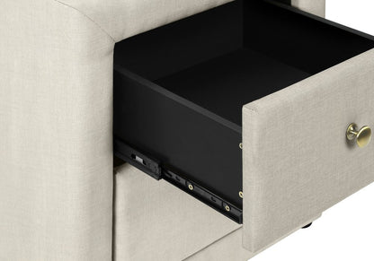 21" Beige Wood Two Drawer Nightstand