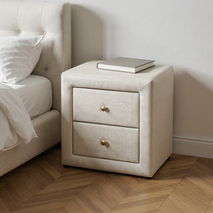 21" Beige Wood Two Drawer Nightstand