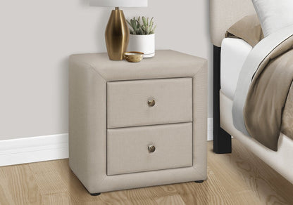 21" Beige Wood Two Drawer Nightstand