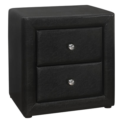 21" Black Wood Two Drawer Nightstand