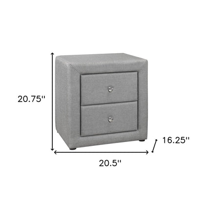 21" Gray Wood Two Drawer Nightstand
