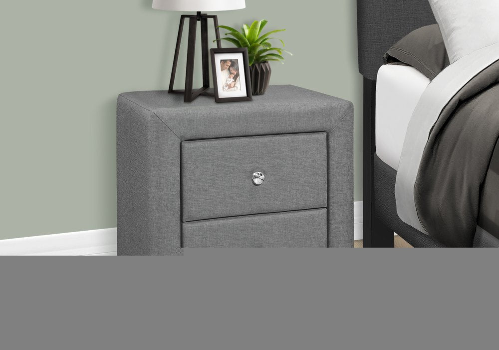 21" Gray Wood Two Drawer Nightstand