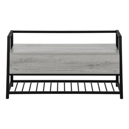 42" Gray And Black Bench With Flip top