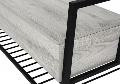 42" Gray And Black Bench With Flip top