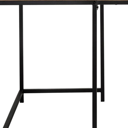 58" Brown and Black Wood and Metal Corner Computer Desk