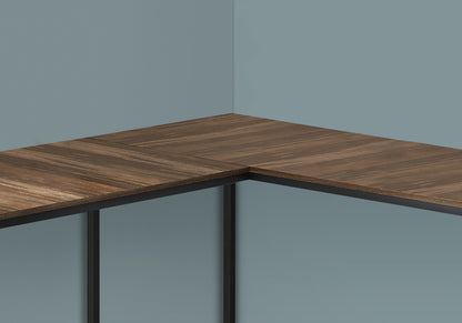 58" Brown and Black Wood and Metal Corner Computer Desk