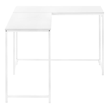58" White Wood and Metal Corner Computer Desk