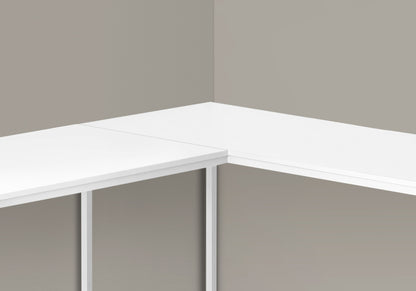 58" White Wood and Metal Corner Computer Desk