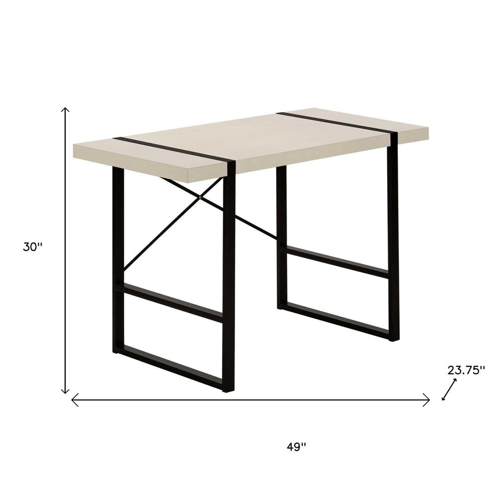 49" Taupe and Black Computer Desk