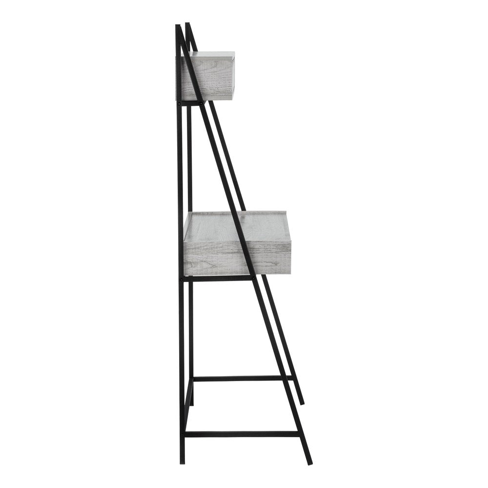 32" Gray and Black Wood and Metal Sled Computer Desk With Four Drawers