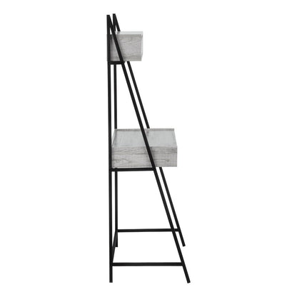 32" Gray and Black Wood and Metal Sled Computer Desk With Four Drawers