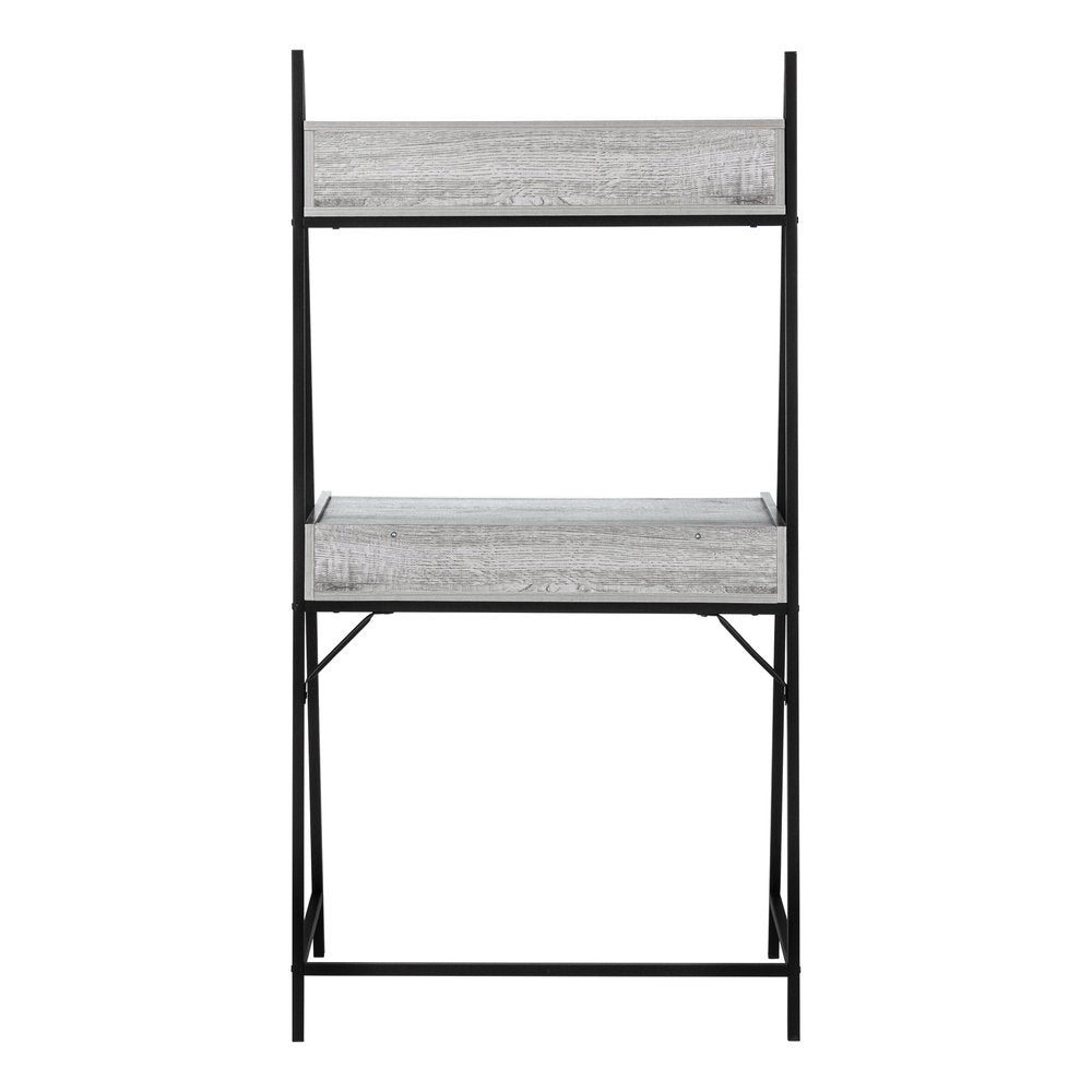 32" Gray and Black Wood and Metal Sled Computer Desk With Four Drawers