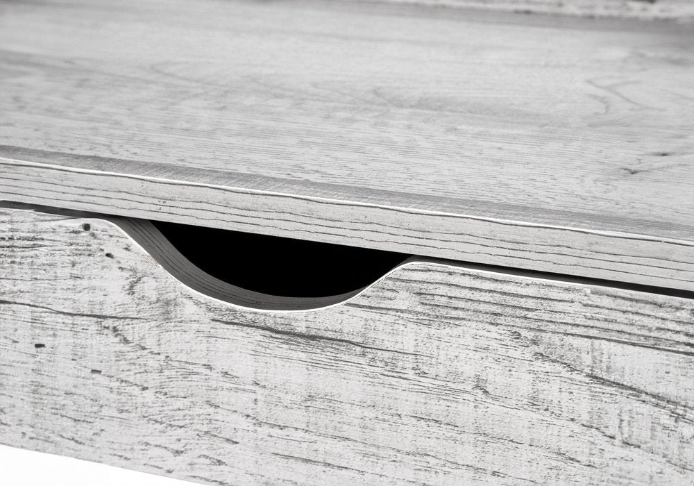 32" Gray and Black Wood and Metal Sled Computer Desk With Four Drawers