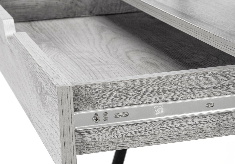 32" Gray and Black Wood and Metal Sled Computer Desk With Four Drawers