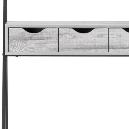 32" Gray and Black Wood and Metal Sled Computer Desk With Four Drawers