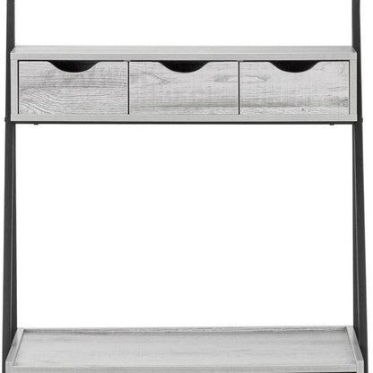 32" Gray and Black Wood and Metal Sled Computer Desk With Four Drawers