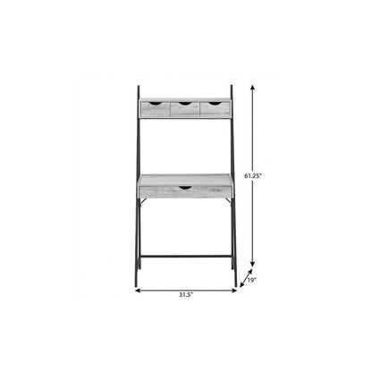 32" Gray and Black Wood and Metal Sled Computer Desk With Four Drawers