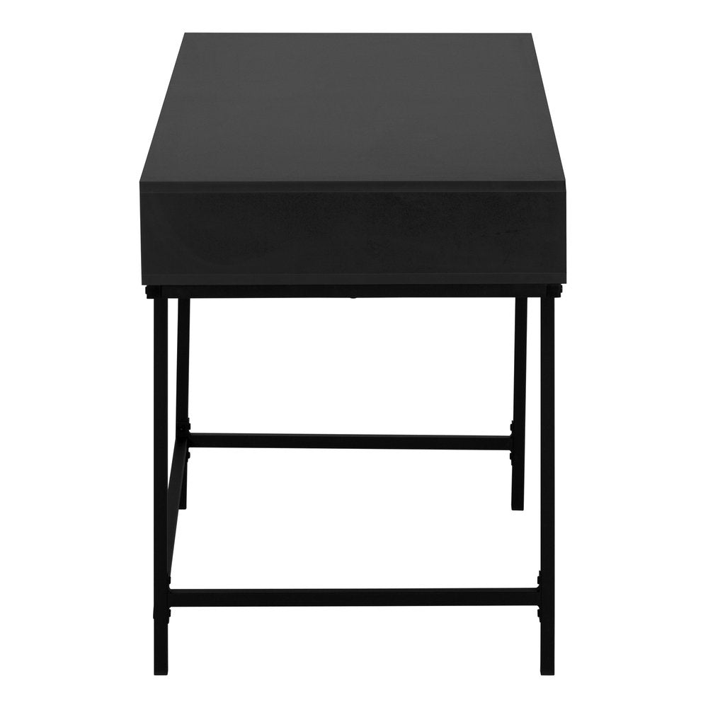 47" Black Wood and Metal H-Shape Computer Desk With Two Drawers