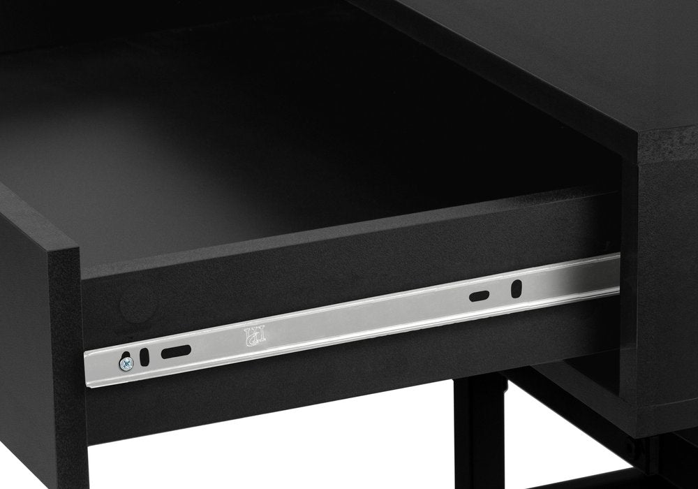 47" Black Wood and Metal H-Shape Computer Desk With Two Drawers