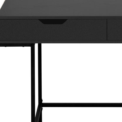47" Black Wood and Metal H-Shape Computer Desk With Two Drawers