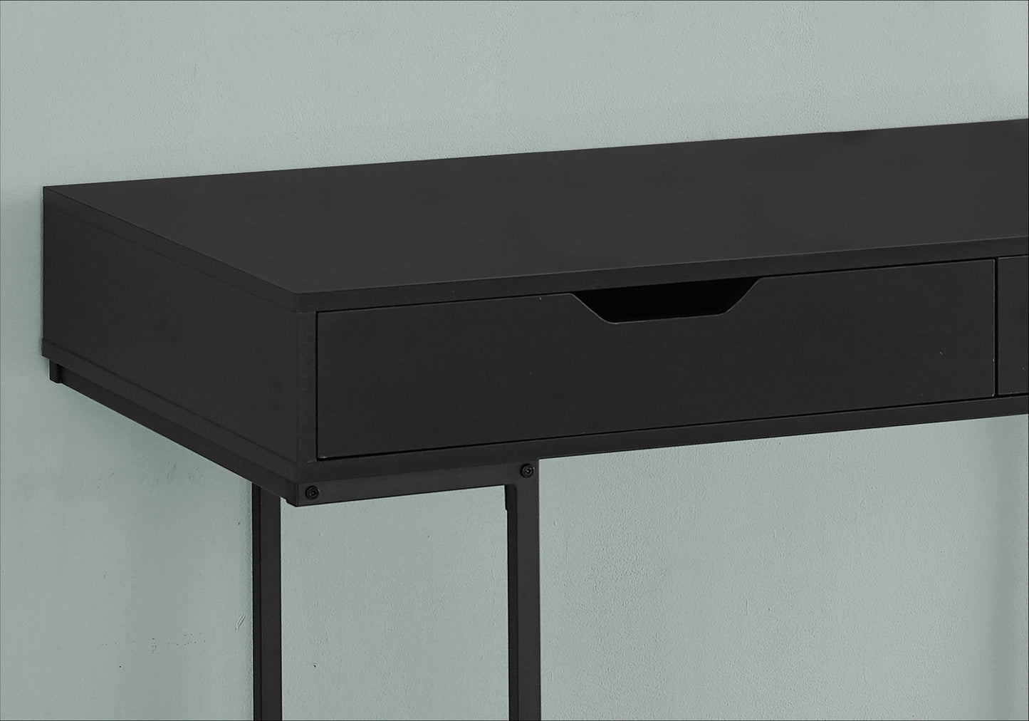 47" Black Wood and Metal H-Shape Computer Desk With Two Drawers