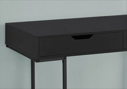 47" Black Wood and Metal H-Shape Computer Desk With Two Drawers