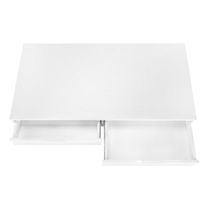 47" White Wood and Metal H-Shape Computer Desk With Two Drawers