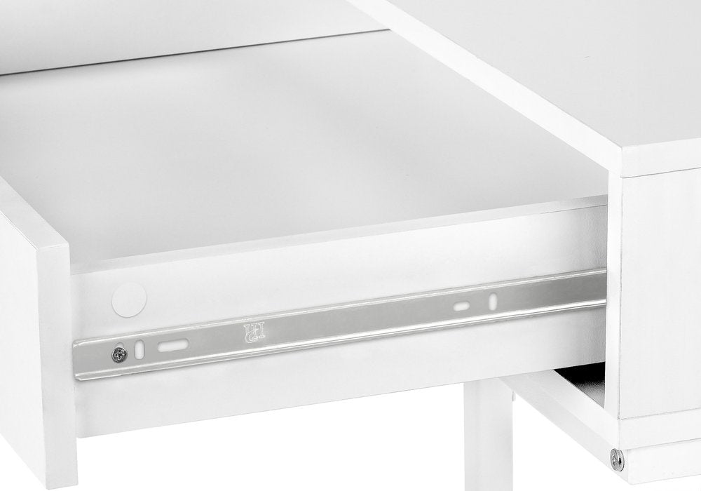 47" White Wood and Metal H-Shape Computer Desk With Two Drawers