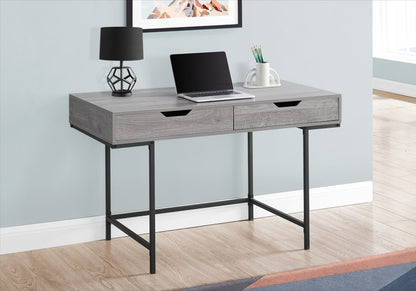 47" Gray and Black Wood and Metal H-Shape Computer Desk With Two Drawers