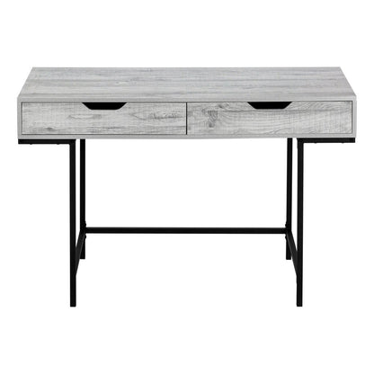47" Gray and Black Wood and Metal H-Shape Computer Desk With Two Drawers