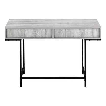 47" Gray and Black Wood and Metal H-Shape Computer Desk With Two Drawers