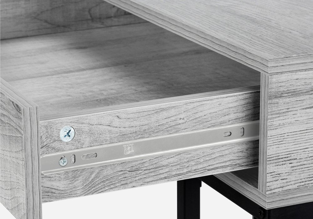 47" Gray and Black Wood and Metal H-Shape Computer Desk With Two Drawers